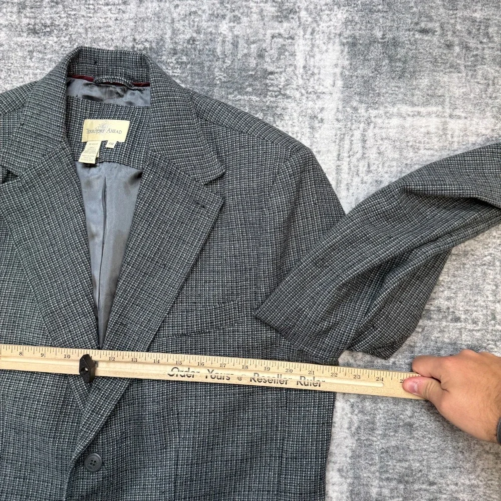 Territory Ahead‎ Blazer Jacket Mens 44R Silk Blue Gray Woven Coat Three Button